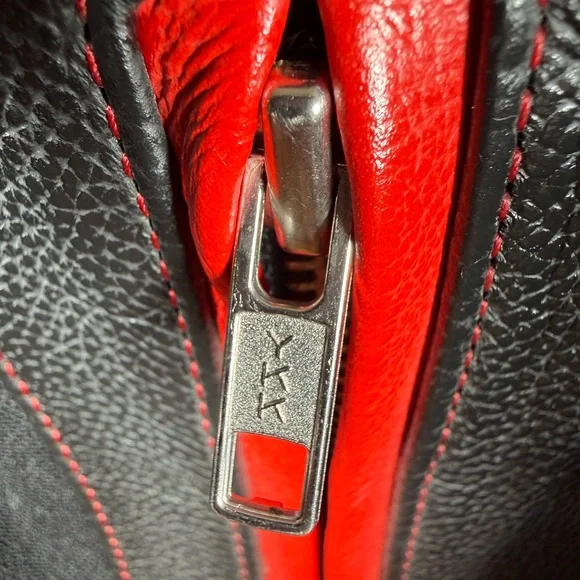 Women’Red & Black Teknic Leather Motorcycle Jacket with Removable Quilted Liner. - Picture 11 of 16